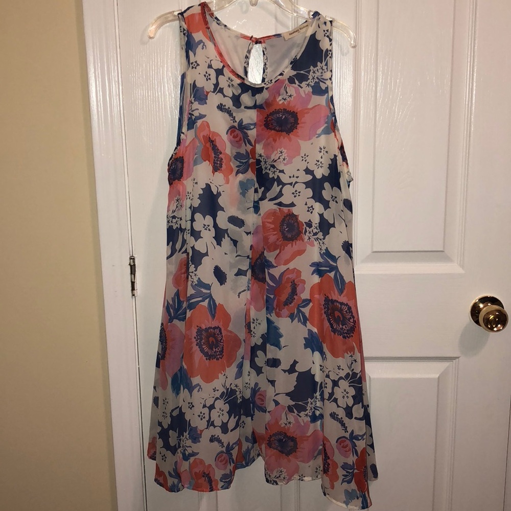 Pink and blue floral dress